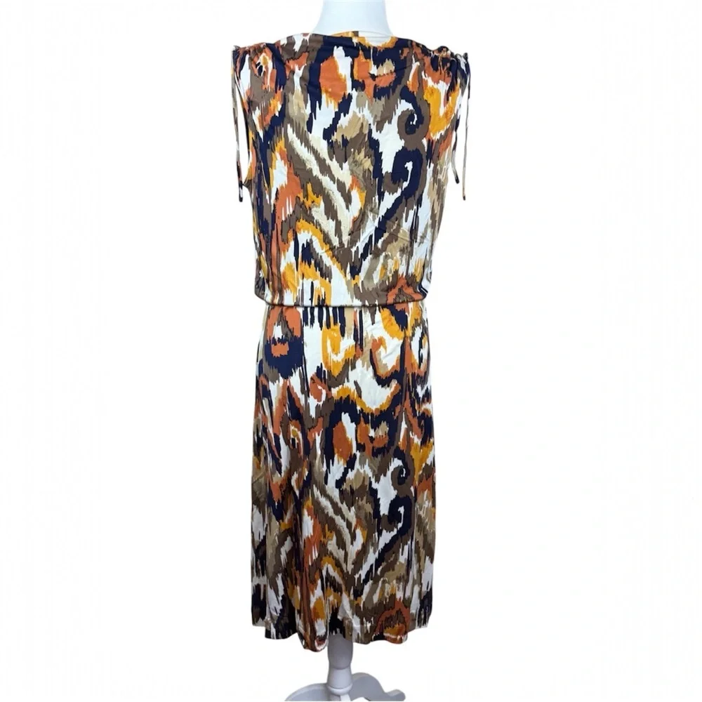 Tory Burch Verda Printed Silk Cowl Midi Dress Multicolor Size Medium